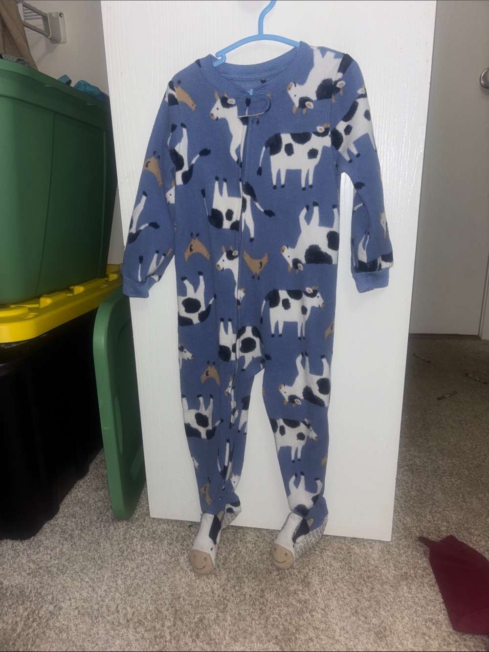 Carter's Blue Cow-Print Footed One-Piece Pajamas